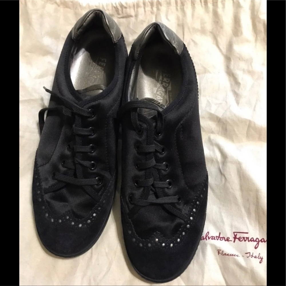 G - Salvatore Ferragamo Black Suede Sneakers